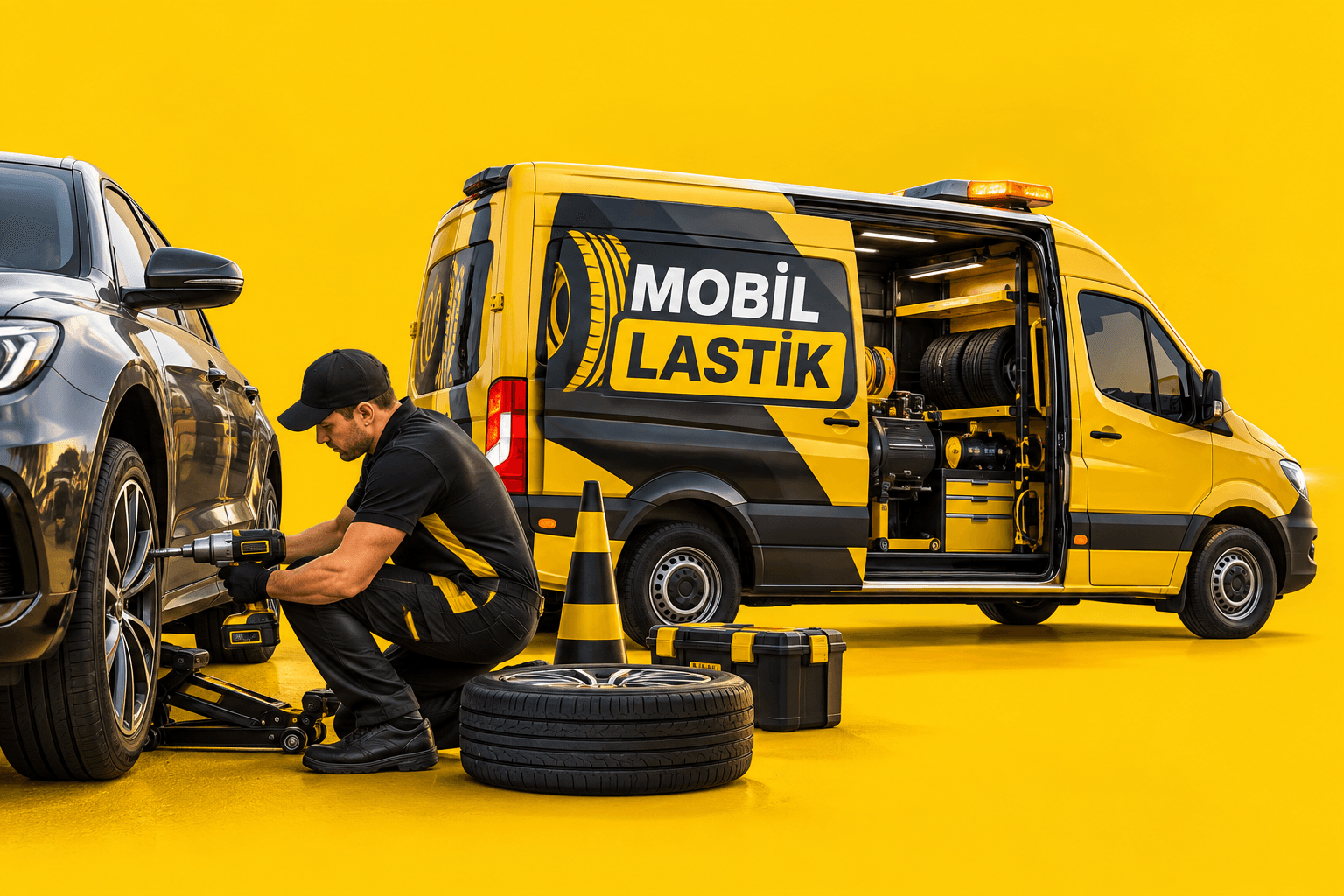 Melek Oto Lastik mobil lastikçi ve yerinde lastik değişimi